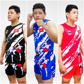 Quần Áo Võ Thuật Fighter 001 - Hoa Văn Muay Thái, KickBoxing - Vải Thun, In Chuyển Nhiệt (nam và nữ)