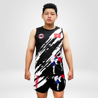 Quần Áo Võ Thuật Fighter 001 - Hoa Văn Muay Thái, KickBoxing - Vải Thun, In Chuyển Nhiệt (nam và nữ)