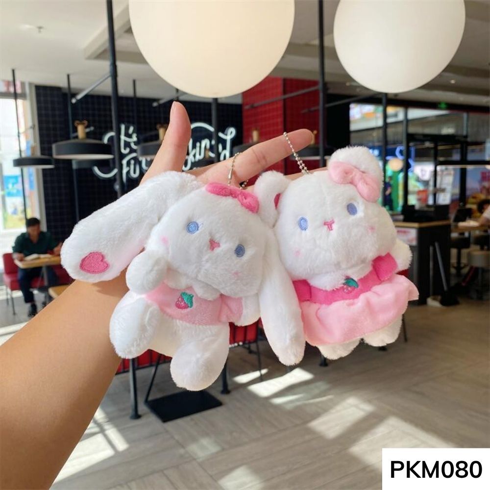 Móc khóa thú nhồi bông thỏ tai dài dễ thương trang trí balo ,túi xách ,quà lưu niệm PKM080 gagastore