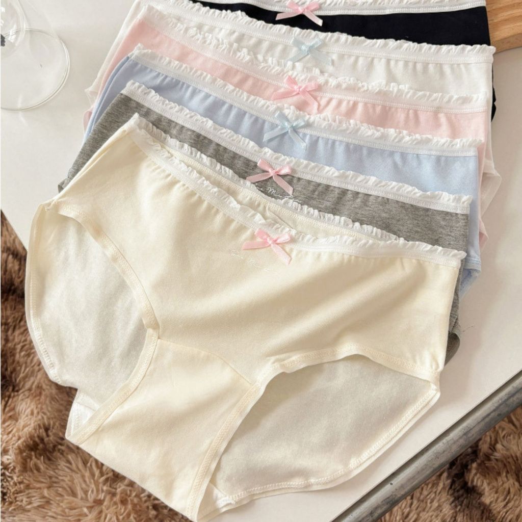 SET 6 Quần lót nữ cotton dày dặn cạp vừa tôn dáng ôm mông gợi cảm viển ren xinh xắn LANIXA L4119