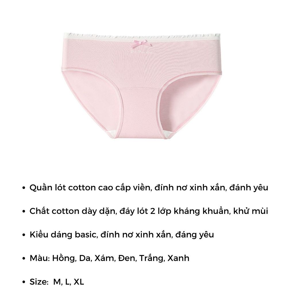 SET 6 Quần lót nữ cotton dày dặn cạp vừa tôn dáng ôm mông gợi cảm viển ren xinh xắn LANIXA L4119