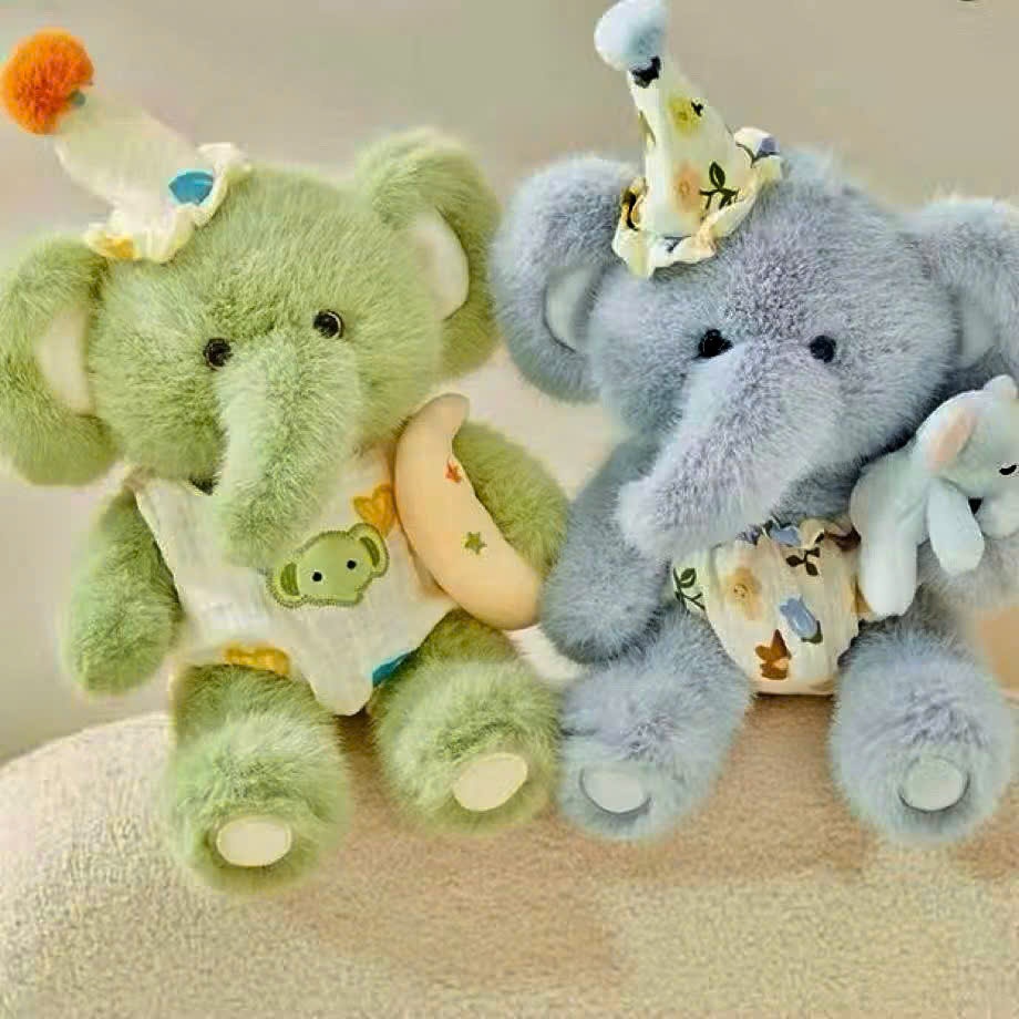 Gấu bông voi con phối đồ ngủ dễ thương chất liệu lông tơ non cao cấp làm quà tặng cho bé ôm ngủ