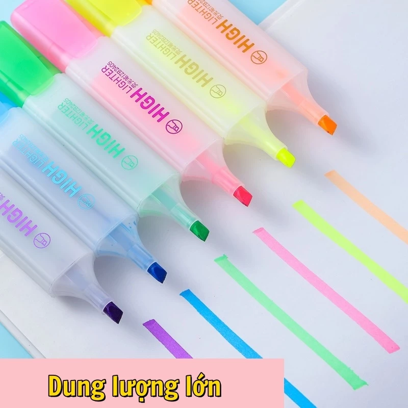 Bút Highlight Đầu To Đầu Rộng - Màu Kẹo Ngọt - Đánh Dấu Sổ Tay, Ghi Chú Quan Trọng