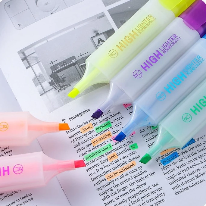 Bút Highlight Đầu To Đầu Rộng - Màu Kẹo Ngọt - Đánh Dấu Sổ Tay, Ghi Chú Quan Trọng