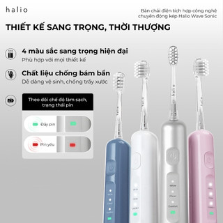 Bàn chải điện Halio Wave Sonic Electric Toothbrush - Xoay 45 độ - Bảo hành chính hãng 24 tháng