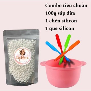 [COMBO TIÊU CHUẨN] 100G SÁP DỪA TẶNG CHÉN VÀ QUE SILICON , SÁP WAX NÓNG AN TOÀN LYIHOME