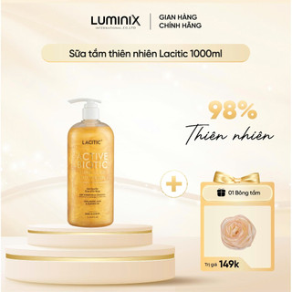 Combo Lacitic Ngọc ngà 1000ml Túi giấy, Sữa Tắm Hương Nước Hoa Pháp Lacitic 1000ml và Bông Tắm