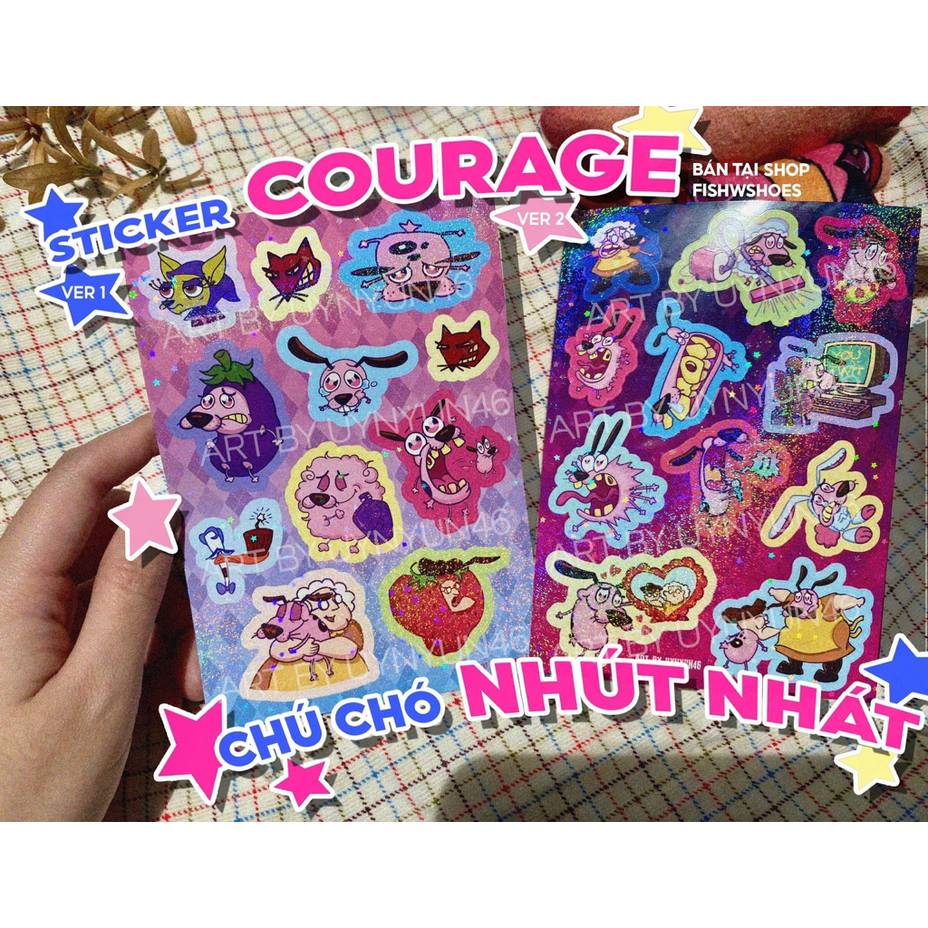 [fishwshoes] Sticker hình dán phim hoạt hình chú chó nhút nhát Courage ...