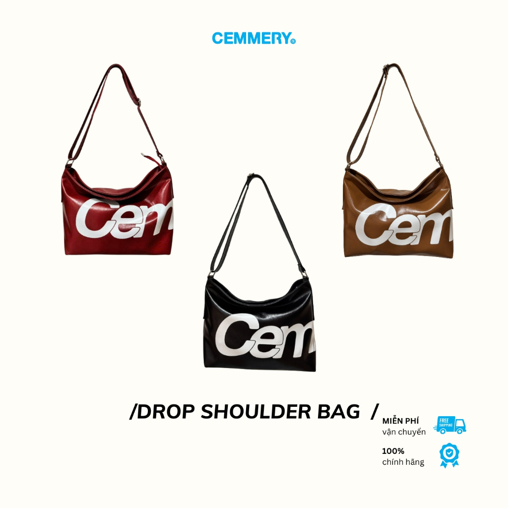Túi Tote Đeo Chéo CEMMERY Local Brand Chính Hãng Drop Shoulder Bag Da Microfiber Đựng Vừa Laptop 14 Inch 3 Màu