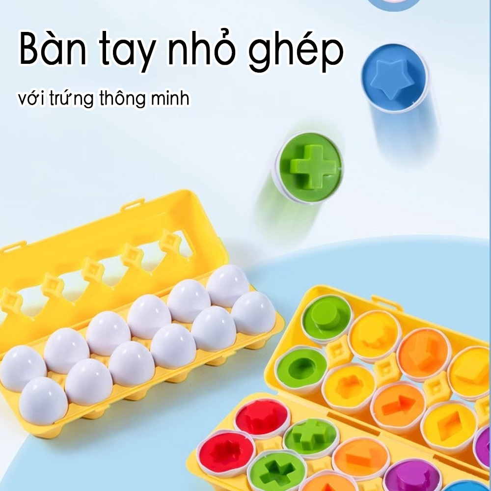 Bộ đồ chơi trứng matching egg  12 pcs/sét trứng ghép đôi sét trứng matching đầu đời cho bé loại cao cấp có khay đựng