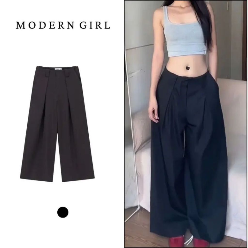 Quần Kaki Cạp Trễ Ống Rộng Basic 2 Màu Hack Dáng Phong Cách Hàn Quốc Modern Girl Hottrend 2025 | BigBuy360 - bigbuy360.vn