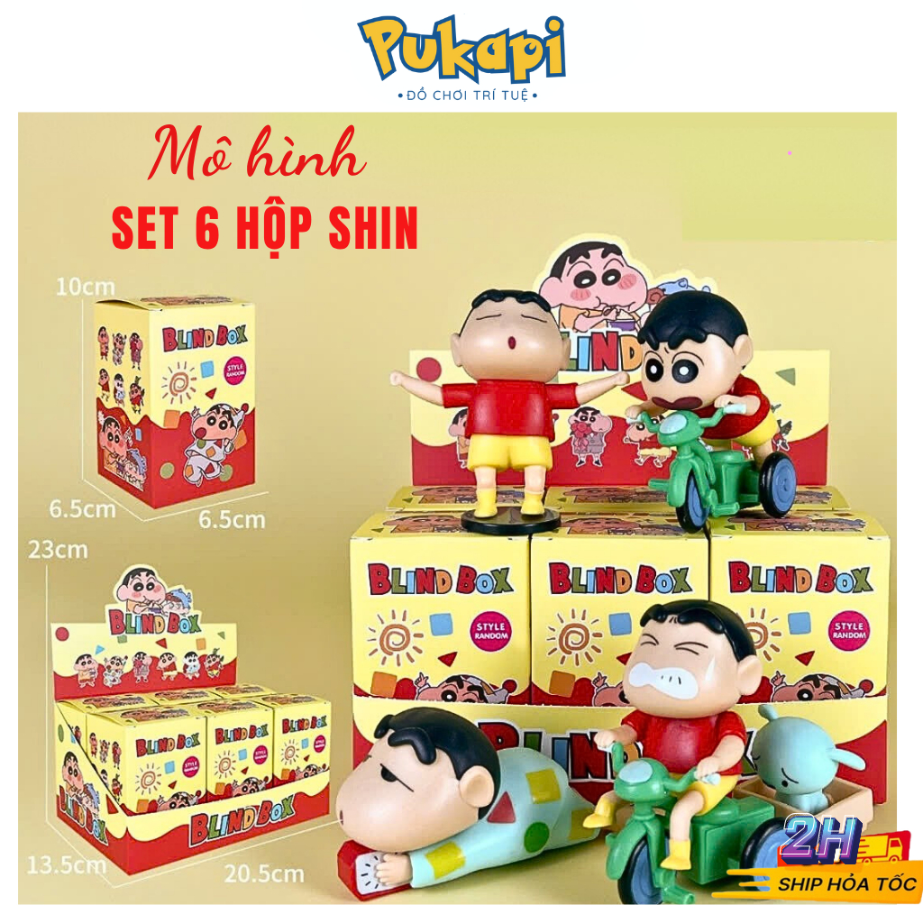 Set 6 MÔ HÌNH Hộp Crayon Shin Chan Cậu Bé Bút Chì Mô Hình Nhân Vật Shin Ủn Mông Dễ Thương-Đồ Chơi PUKAPI