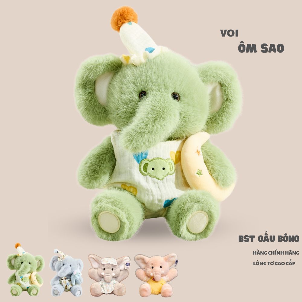 Gấu bông voi con phối đồ ngủ dễ thương chất liệu lông tơ non cao cấp làm quà tặng cho bé ôm ngủ
