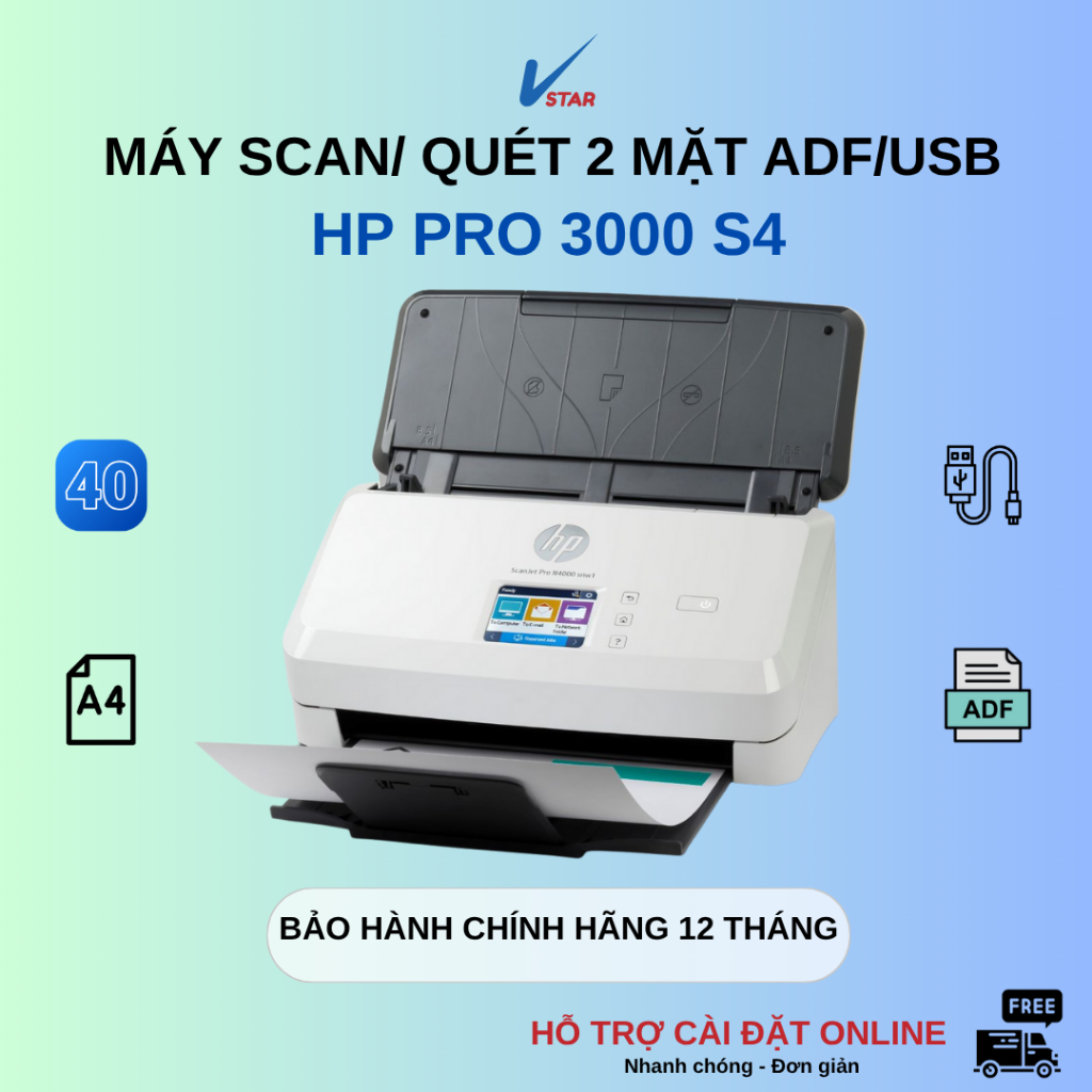 Máy Scan HP ScanJet Pro 3000 S4, Tốc Độ Cao, Đảo Mặt Tự Động, ADF, Giải ...