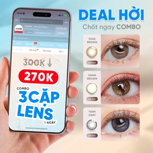 Combo 3 Cặp Kính Áp Tròng 1 Ngày CARASE, Lens Cận Russ Brown/Xania Brown/Tann Gray - 3 cặp