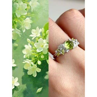 (l.G 1.340) Có Sẵn Nhẫn Bạc Peridot S925 Công Chúa-Sunday