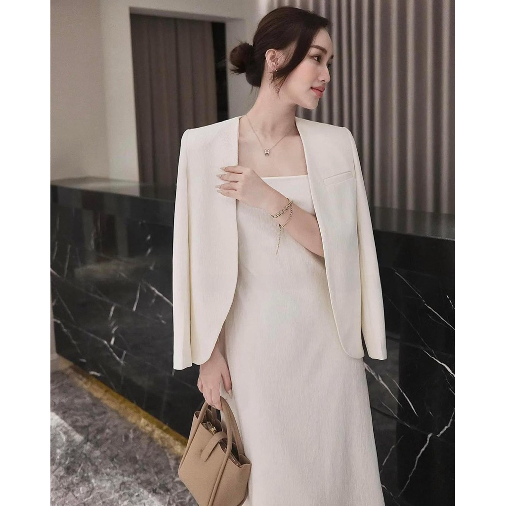 [𝐂𝐚𝐨 𝐜ấ𝐩] Set Áo Blazer kèm váy 2 dây dáng A, Set thiết kế Bigsize cao cấp by Shi Shang | BigBuy360 - bigbuy360.vn