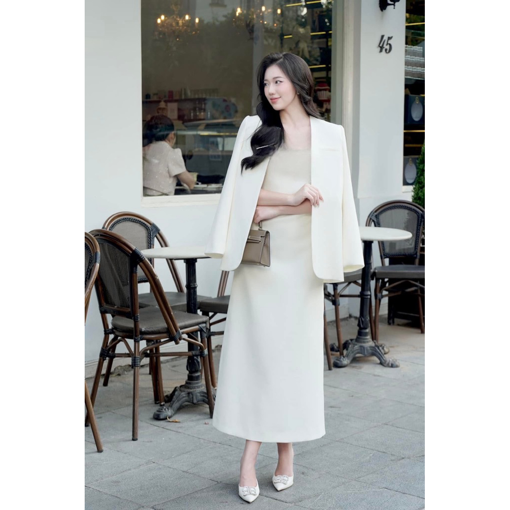 [𝐂𝐚𝐨 𝐜ấ𝐩] Set Áo Blazer kèm váy 2 dây dáng A, Set thiết kế Bigsize cao cấp by Shi Shang | BigBuy360 - bigbuy360.vn