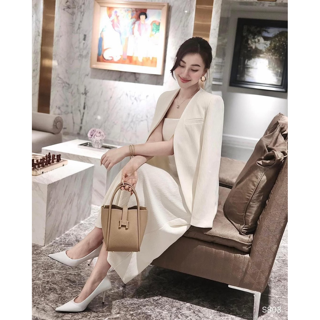 [𝐂𝐚𝐨 𝐜ấ𝐩] Set Áo Blazer kèm váy 2 dây dáng A, Set thiết kế Bigsize cao cấp by Shi Shang | BigBuy360 - bigbuy360.vn