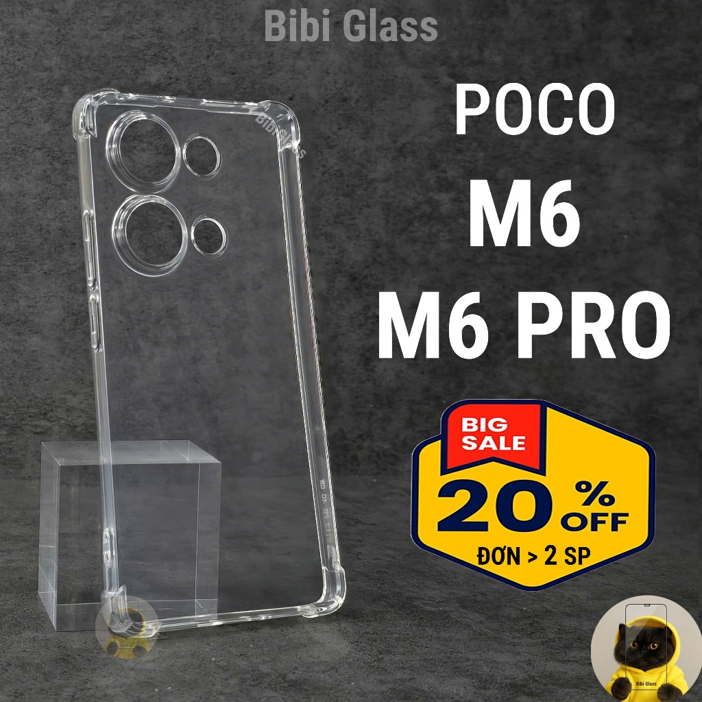 Ốp lưng Poco M6 Pro 4G dẻo trong suốt silicon cao cấp chống sốc bảo vệ điện thoại toàn diện Vỏ xm