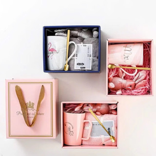 Set Quà Tặng Sinh Nhật Bạn Trai, Bạn Gái - Hộp Quà Tặng Các Ngày Lễ, Bộ Quà Tặng Ly Sứ Kèm Thìa Vàng Sang Trọng