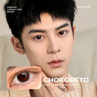 Kính giãn tròng màu nâu Chokoreto Angel Eyes có độ 0-8, Lens giãn tròng nâu choco giãn tròng to 14.5