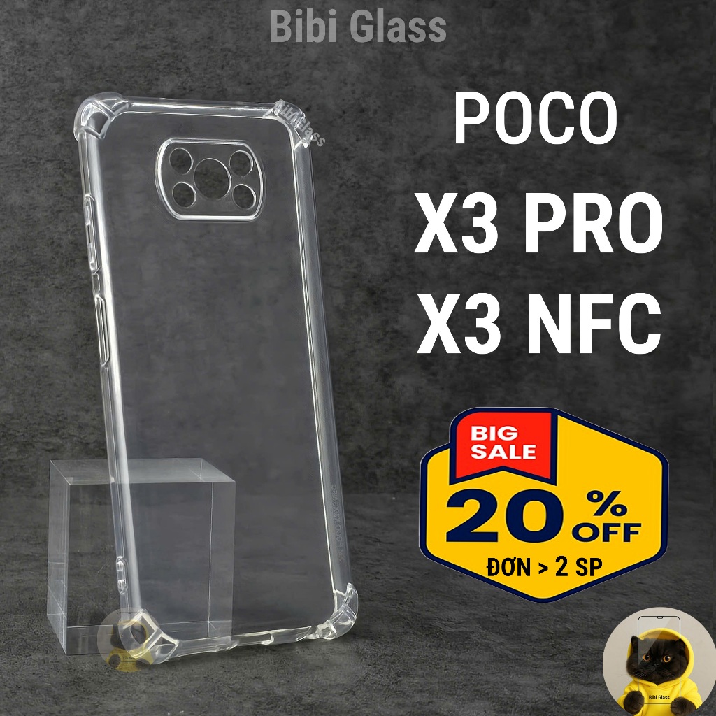 Ốp lưng Poco x3 pro / x3 nfc dẻo trong suốt silicon cao cấp chống sốc Vỏ bao lưng bảo vệ điện thoại