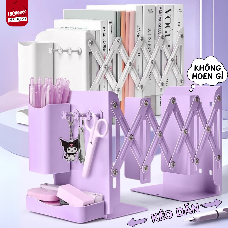 [NÂNG CẤP] Kệ Sách Để Bàn Gấp Gọn 3 Ngăn Bằng Thép Dày Chịu Lực Tốt Chắc Chắn Kèm Ống Cắm Bút