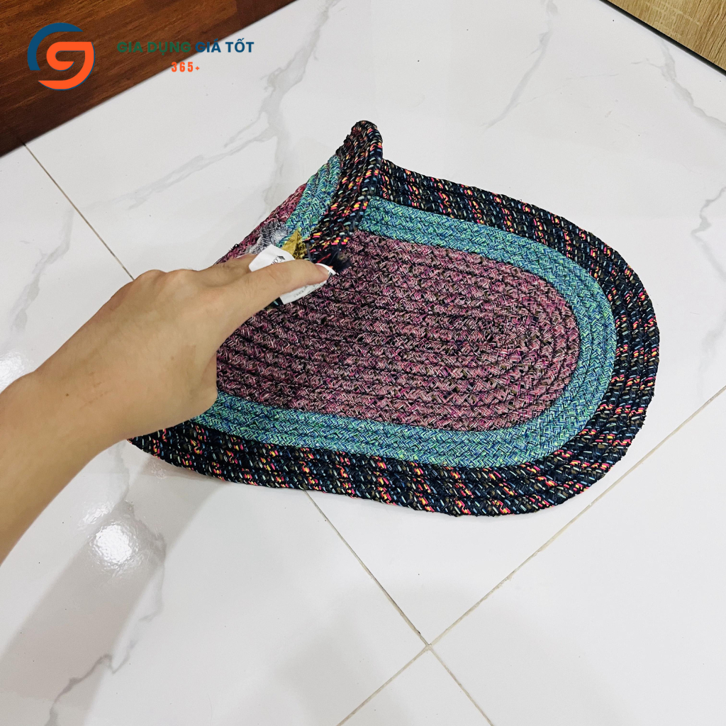 Thảm lau chân thấm nước sợi vải đan chống trơn trượt - Thảm chùi chân nhà tắm, cửa ra vào, phòng ngủ