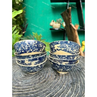 Bộ 10 Chén Gốm Cổ Xưa Ông Tiên Xanh 11cm (Chén Thất Hiền) - Gốm Xưa Hoài Cổ - Dùg Ăn Cơm - Trang Trí Theo Xưa - Tẩn Mộ