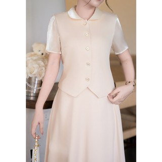 Áo Sơ Mi Nũ Croptop Tay Ngắn Áo Kiểu Dáng Ngắn Phối Màu LAMER L65D25Q004