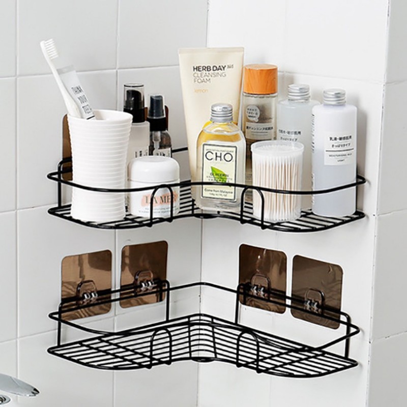 Kệ Góc Nhà Tắm, Kệ Để Đồ Phòng Tắm Dán Tường Giá Treo Nhà Bếp Thép Sơn Tĩnh Điện