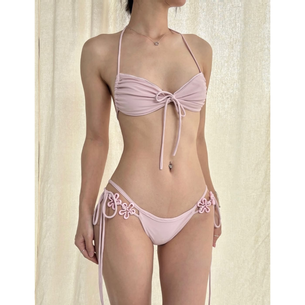 [HỎA TỐC HÀ NỘI] 2Soonsumff Bộ bikini 2 mảnh buộc dây tí hon đính hoa nổi DIY đồ bơi phong cách hàn quốc cho nữ
