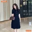 Đầm thiết kế BEMINE cổ đức đính cúc dáng chữ A tùng váy đuôi cá xếp ly phù hợp đi làm, đi tiệc-MT10084