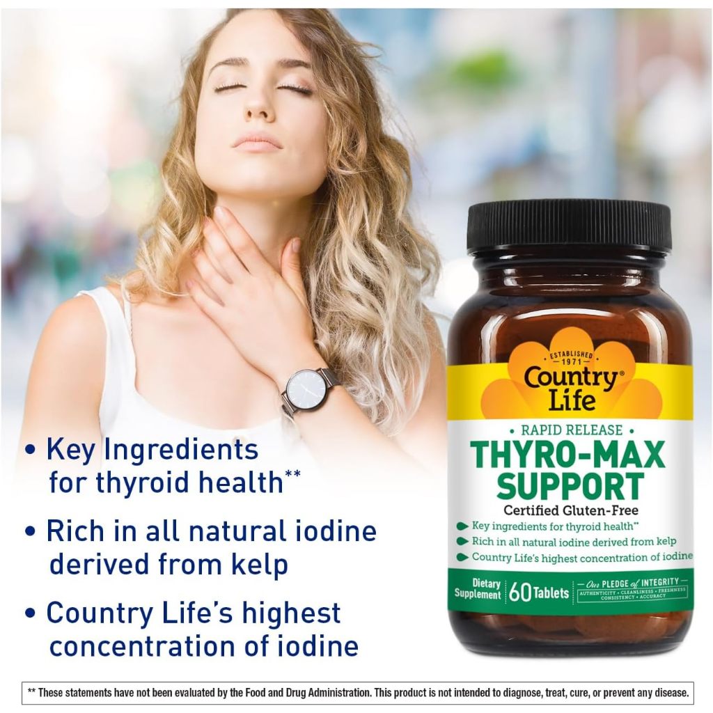 Hỗ trợ Thyro-Max từ tảo bẹ và L-Tyrosine tuyến giáp Country Life 60 viên