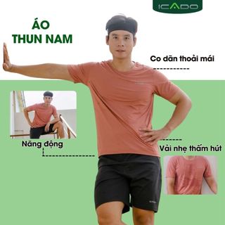 Áo Thun Thể Thao Nam ICADO AT53 Vải Thun Lạnh Có Lỗ Thoáng Khí Co Giãn Áo Thun Nam Nhẹ thegioidotap