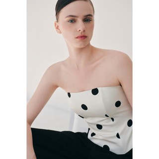 Áo ống OLV chiết eo họa tiết chấm bi cổ điển sang trọng Zinnia phù hợp đi chơi đi cà phê