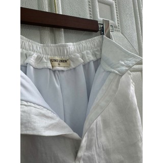 [JUNE LINEN] Q12- Quần short Linen tơ màu Trắng có lót. Vải 100% Linen.