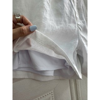 [JUNE LINEN] Q12- Quần short Linen tơ màu Trắng có lót. Vải 100% Linen.