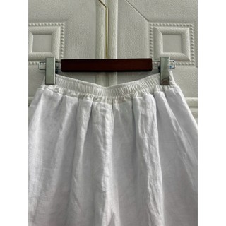 [JUNE LINEN] Q12- Quần short Linen tơ màu Trắng có lót. Vải 100% Linen.