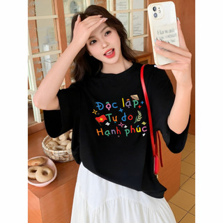 Áo Thun NGỐ TEE Độc Lập Tự Do Hạnh Phúc Lá Cờ Việt Nam Chất Vải Cotton 75 Mềm Mịn Thoáng Mát