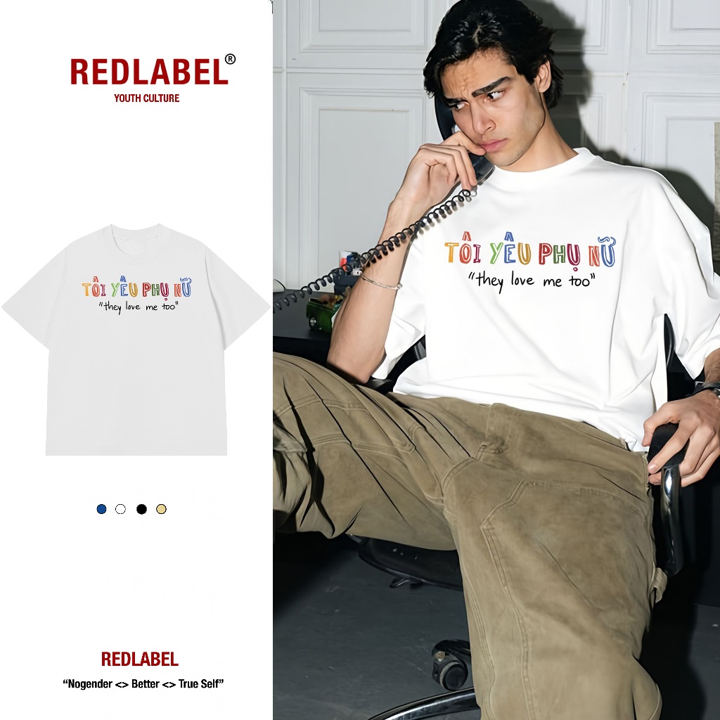 Áo Vớ Vẩn Vui Tươi REDLABEL Áo Thun TÔI YÊU PHỤ NỮ Cotton 100% Oversize Nam Nữ TS32