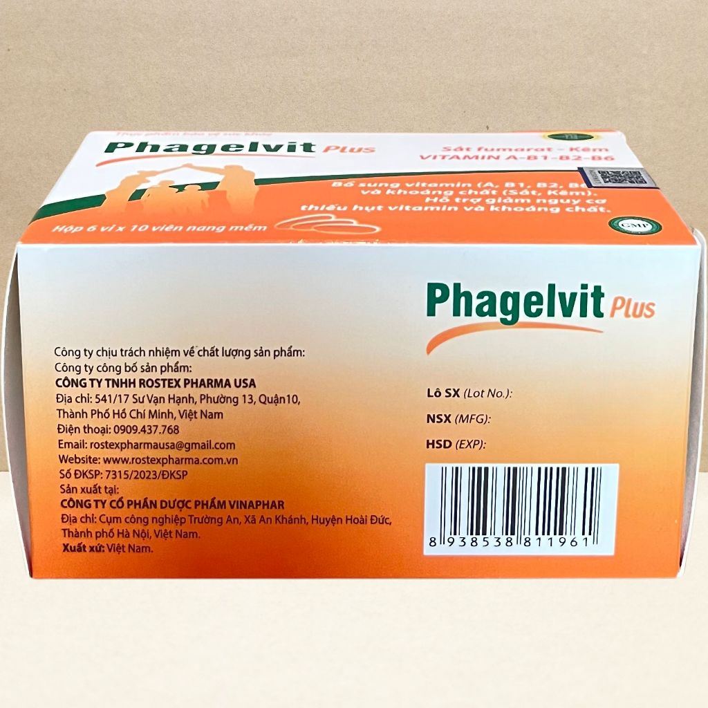 Combo 2 Hộp Phagelvit Plus 60 Viên - Rostex - Vinaphar - Vitamin Chữa Lành