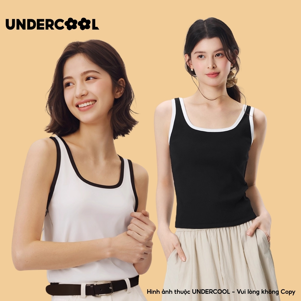 Áo Thun Ba Lỗ Nữ Basic Cổ Vuông Có Đệm Ngực UNDERCOOL Cotton Mềm Mát, Co Giãn, Màu Basic nhiều mầu cơ bản - ABL43