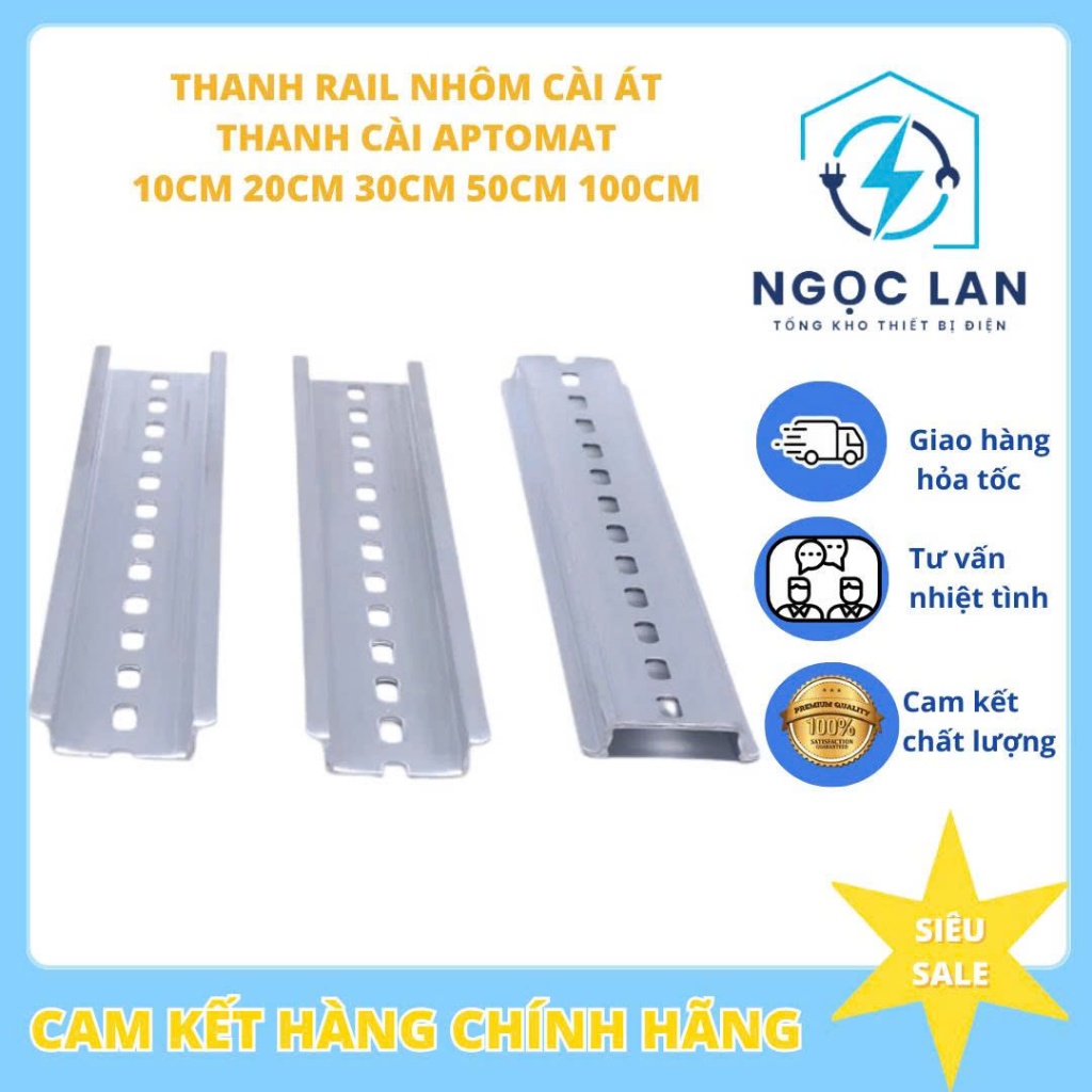 [Loại dày ] Thanh ray nhôm cài át - Thanh cài aptomat , thiết bị tủ điện - 10cm 20cm 30cm 50cm 100cm