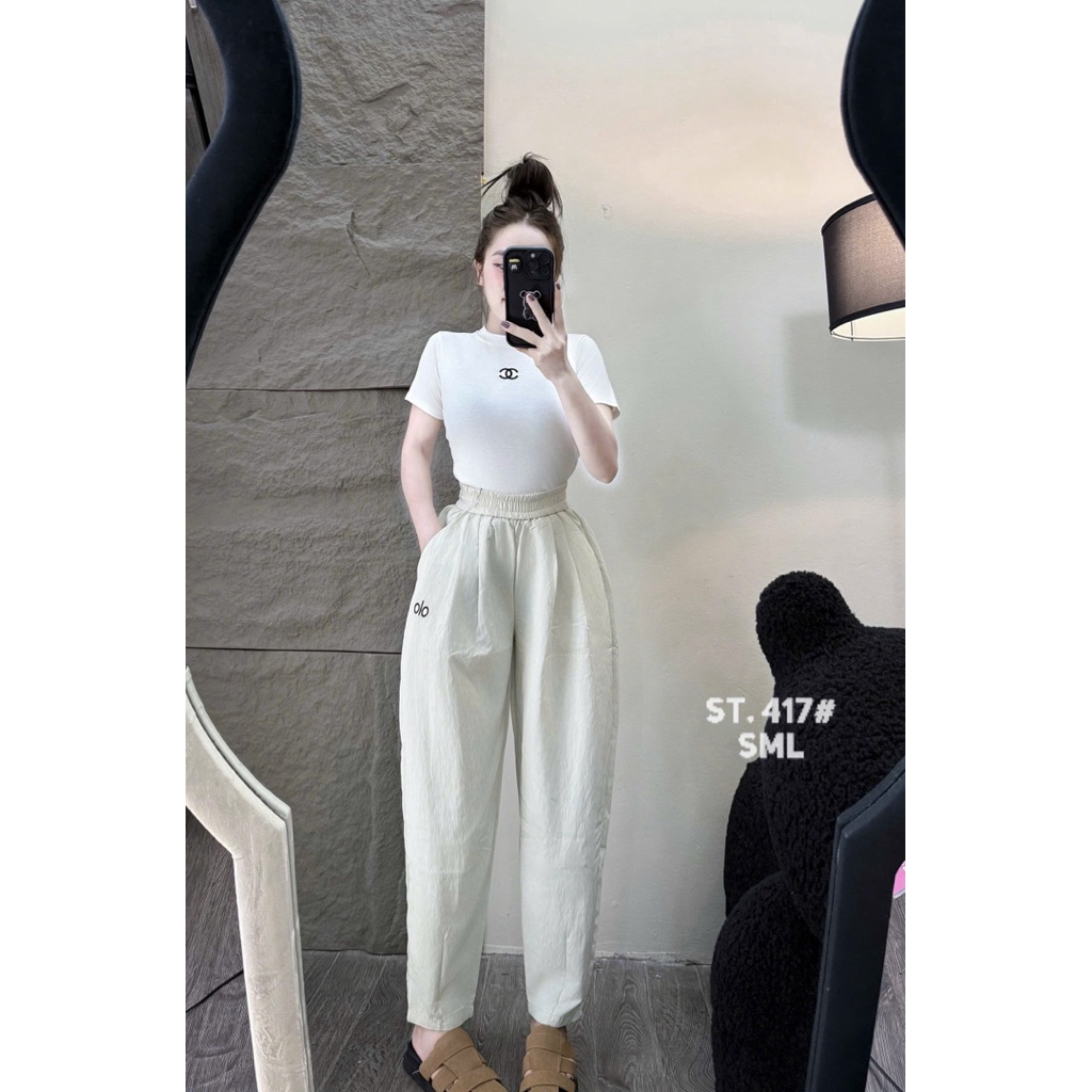 Quần Dài Nữ Dáng Baggy Cạp Chun Chất Vải Jean Lụa Tôn Dáng Đẹp Mịn SANA CLOSET #417