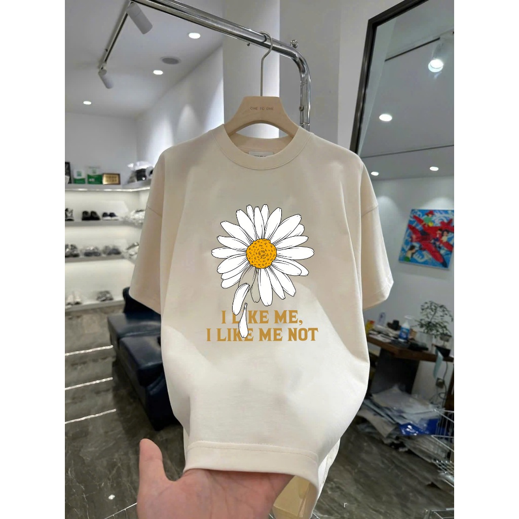 Áo thun in hình Hoa Cúc I Like Me Not Vải Cotton Co Giãn 2 Chiều Form Rộng