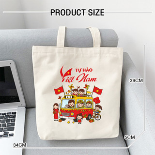Túi tote Tự hào Việt Nam túi vải canvas chào đón Lễ Quốc Khánh 2/9 dùng đeo vai đi chơi đi học tota0221