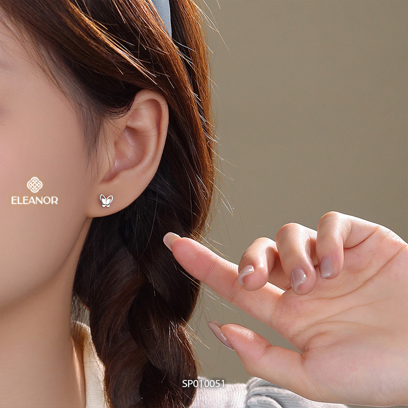 Bông tai nữ chuôi bạc 925 Eleanor Accessories hình hồ điệp phụ kiện trang sức khuyên tai mini 10051