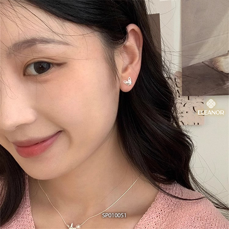 Bông tai nữ chuôi bạc 925 Eleanor Accessories hình hồ điệp phụ kiện trang sức khuyên tai mini 10051
